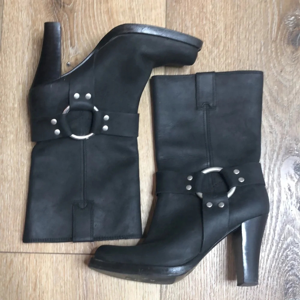 Michael Michael Kors Black Square Toe Boots Size 5 - Picture 3 of 9